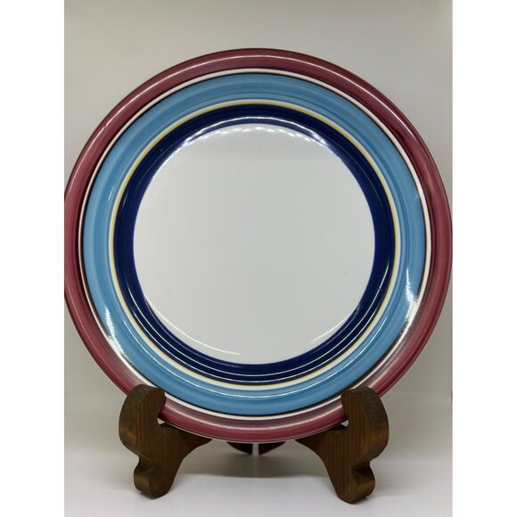 Longaberger USA Hand Painted Welcome Home Round Platter Red White & Blue - Picture 1 of 5
